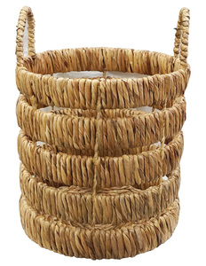Handwoven Classic Water Hyacinth Clothing Organizer Storage <b>Basket</b> with Handles Natural Fiber for Laundry <b>Bathroom</b> & Living Room - Product Image 4