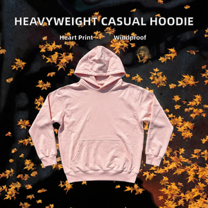 Pink Unisex Hooded <b>Sweatshirt</b> Regular Fit Fleece Cotton Casual Pocket <b>Heart</b> Embroidered Eco-Friendly Windproof Autumn Style - Product Image 2