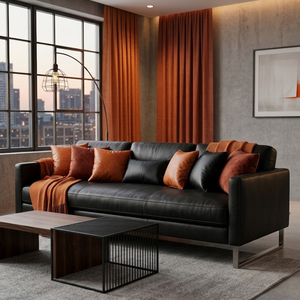 Contemporary Genuine Leather <b>Sofa</b> 3 Seater Comfortable Couch with Elegant Design for Modern Home Interiors Leather Couch - Product Image 1