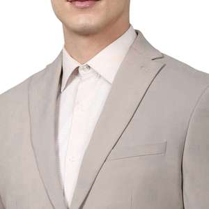 Costume d'affaires beige pour homme, simple boutonnage, col à revers, infroissable, en polyester, coupe classique, style britannique - Product Image 5