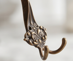 Antique Brass Wall <b>Hook</b> For Clothing Storage Rust Resistant Metal Display Door Hanger Single <b>Hook</b> <b>With</b> Ornate Design - Product Image 3