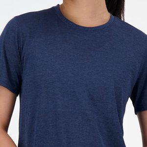 Camiseta de Manga Corta para Mujer, Cuello Redondo, Color Azul Marino Sólido, Corte Regular, Tejido Transpirable, Informal, para Primavera/Verano - Product Image 5