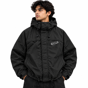 Men Nylon <b>Packable</b> <b>Jacket</b> <b>Lightweight</b> <b>Waterproof</b> Windbreaker Outdoor Travel Hooded Zip Front Breathable Shell Regular Fit - Product Image 6