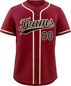 Cheap Custom Sublimated Print Team Logo Full Button up 100% <b>Polyester</b> Baseball Jerseys sportswear jersey - Product Image 3