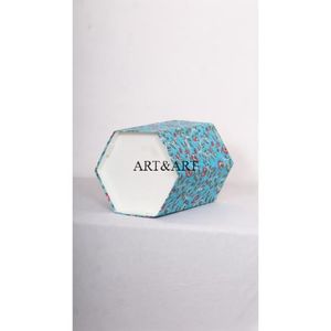 Cubo de basura indio hecho a mano para cocina, con tapa abierta, para papel y residuos, con estampado artesanal, para usar con tela de algodón. - Product Image 5