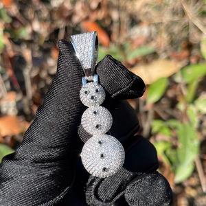 Cute Cartoon Snowman Pendant With Moissanite Stones 925 <b>Silver</b> Micro Pave Themed <b>Charms</b> For Everyday Wear Rapper Bling Pendant - Product Image 5