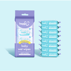 Lingettes humides pour bébé hoppi (7 lingettes x 8 paquets par paquet) - Product Image 1