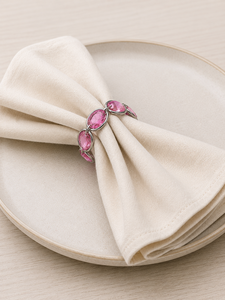 Anneau de serviette en cristal glamour, cercle rose, accessoire de table décoratif - Product Image 3