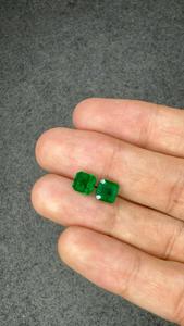 Paire de pierres précieuses en émeraude naturelle de Zambie de 2,81 carats, taille carrée octogonale, vert vif, pierres précieuses en vrac pour bijoux fins, bague, boucles d'oreilles - Product Image 2