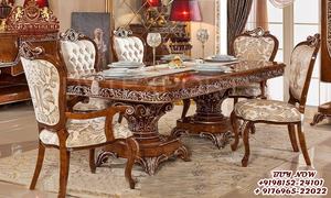 ชุดเฟอร์นิเจอร์ห้องรับประทานอาหารสไตล์พระราชวังหรูหรา ชุดเฟอร์นิเจอร์ห้องรับประทานอาหารแกะสลักคุณภาพสูง ชุดโต๊ะรับประทานอาหารไม้วอลนัท - Product Image 4