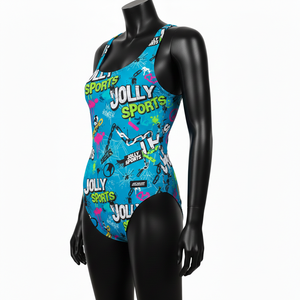 Conjunto de Baño de Alta Calidad en Poliéster y Spandex de 225 GSM, Estampado Urbano Azul, Tela Suave y Elástica, Logotipo Personalizado para Mujer - Product Image 3