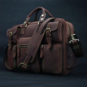 Maletín de Cuero Genuino Crazy Horse de Grano Completo, Duradero, para Hombre, para Portátil de 15 Pulgadas, para Uso en Oficina, LLB-0396 - Product Image 1