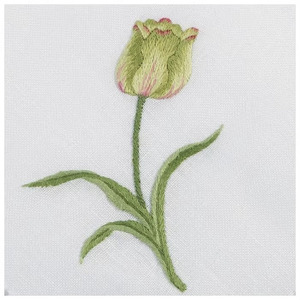 Serviettes de table en coton blanc brodées personnalisées, motif tulipe verte, réutilisables, durables, lavables, avec ourlet festonné, pour la maison et les mariages - Product Image 2