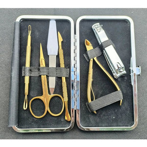 Kit de manucure et coupe-ongles de luxe, portable, 6 pièces/ensemble, en acier inoxydable, robuste, couleur or, étui/boîte pour adolescents - Product Image 6