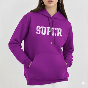 Sweat à capuche doublé en polaire imprimé pour femme, coupe décontractée, doux au toucher, manches longues, séchage rapide, respirant, 100% coton, collection automne-hiver - Product Image 4