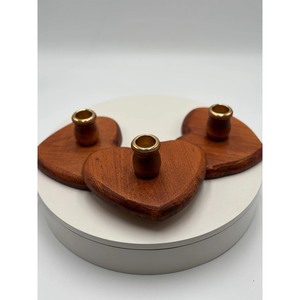 Ensemble de porte-bougies en bois en forme de cœur, matériau durable, décoration d'intérieur, utilisation pour la Saint-Valentin - Product Image 3