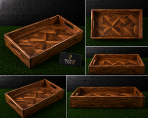 Plateau de service rectangulaire en bois moderne avec motif géométrique pour le thé et le café, idéal pour la restauration et les restaurants, compatible avec les aliments - Product Image 5