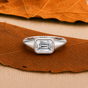 Bague de fiançailles de luxe en or jaune massif 14 carats avec diamant de laboratoire taille émeraude 1 carat, certifiée IGI, pour femme - Product Image 1