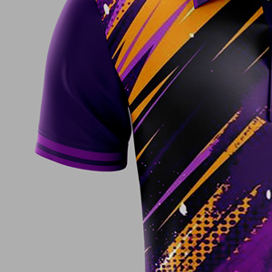 Unisex zwart-blauw geometrisch gesublimeerd 100% polyester sport shirt met korte mouwen, vochtregulerend, antibacterieel, regular fit - Product Image 5