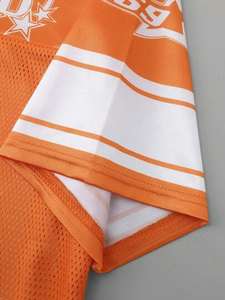 Camiseta de Fútbol Naranja al por Mayor, 10 Unidades, Uniforme de Equipo Unisex de Malla, Logotipo Personalizado, Proveedor de Ropa Deportiva OEM - Product Image 6