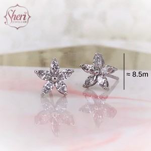 [Sheri Jewels] Pendientes clásicos de oro blanco macizo de 18 quilates con diamantes naturales de corte marquesa para mujer, claridad SI1-SI2, 0,56 quilates - Product Image 2