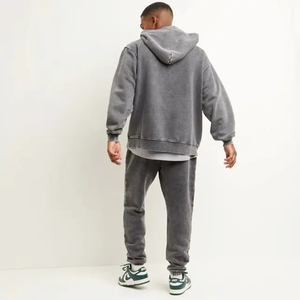 High Quality Custom Embroidery Logo Acid Washed Heavy Weight Oversize Kangaroo Pocket Cotton Fleece Hoodie OEM ODM Manufacturer - Product Image 5