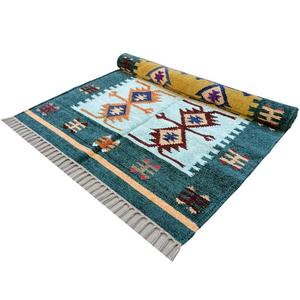 Tapis Dhurrie polyvalent en coton de soie 3x5 pieds pour chambre minimaliste ou coin salon confortable - Product Image 6