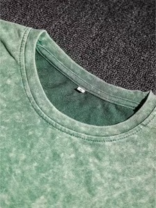 Summer Custom Acid Wash tank Top T-Shirt Vintage Washed Sweat Shorts Men's Short Sleeve T-shirt & Shorts <b>Set</b> Letter Pattern - Product Image 4