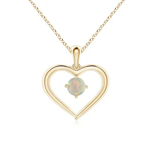 14K <b>Solid</b> <b>Gold</b> Natural Round Opal Solitaire Open Heart <b>Pendant</b> 2026 New Arrival Romantic Lover's Gift Fine Jewelry <b>Gold</b> <b>Pendant</b> - Product Image 1