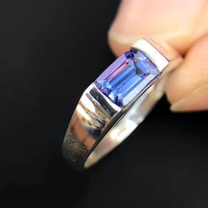 Bague en Tanzanite Naturelle, Argent Sterling, Or Massif 14K, Bague de Fiançailles, Tanzanite Taille Émeraude, Pierre de Naissance de Décembre, Bague Unisexe - Product Image 5