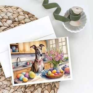 Whimsical Easter Greyhound Tarjetas de felicitación Paquete de 8 A7 Tamaño 5x7 Tarjetas de notas en blanco Sobres para decorar para notas personalizadas - Product Image 2