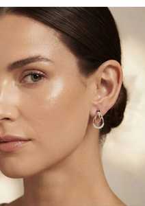 Boucles d'oreilles en or massif 9 carats plaqué rhodium couleur or rose, avec accent de diamant taille brillant rond, cadeau pour femme - Product Image 4