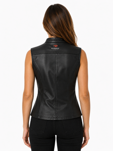 Chaleco de cuero superior para mujer con forro suave, costuras duraderas, bolsillos prácticos y un ajuste atemporal para montar a caballo, viajar y uso casual. - Product Image 2