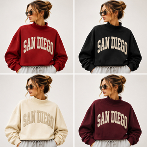 Sudadera de Alta Calidad con Logotipo Personalizado, Diseño Gráfico de San Diego, Cuello Alto, Estilo Casual, para Vacaciones y Viajes, Recuerdo - Product Image 3