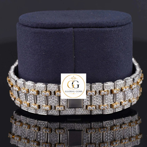 Reloj de Diamantes Moderno de Primera Calidad, Totalmente Cubierto de Diamantes, con Esfera Dorada, para Uso Corporativo y Nocturno, Disponible a Precio de Fábrica - Product Image 4