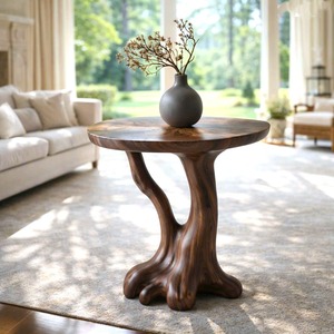 Table d'appoint en bois massif artisanale, table d'appoint moderne, tabourets, décoration de salon, table sculpturale, décoration intérieure, meubles, ottomanes uniques - Product Image 1