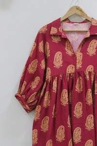 Robe longue 100% coton doux, faite main, écologique, naturelle, coupe trapèze, tie-dye, pour le bureau - Product Image 2