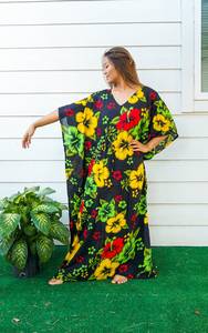 Beautiful Elegant Handmade Indian Viscose <b>Kaftan</b> Women Three Quarter Sleeve Long Maxi Tie Dye Straight V-neck <b>Summer</b> Plus Size - Product Image 2
