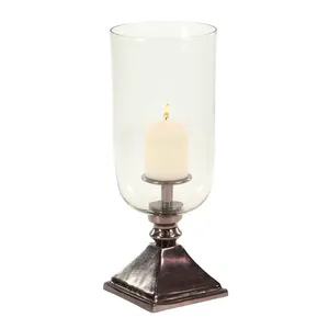Luxury Handmade Gold <b>Candle</b> <b>Holder</b> with Premium Electroplated Brass CoatingZE-3330H Glass <b>Candle</b> Stand with <b>Silver</b> Base Column - Product Image 2