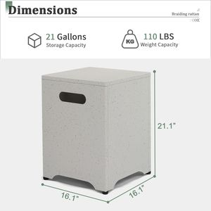 Tavolino da Giardino Quadrato 41*41*53.5cm in Ferro Effetto Marmo per Stoccaggio Gas, Tavoli da Esterno - Product Image 2