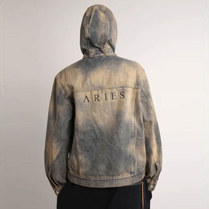 Men's Hooded Denim <b>Jacket</b> Regular Fit Washed Cotton Casual Autumn Solid Color Zipper Front Pocket Design Acid Wash Hoodie - Product Image 4