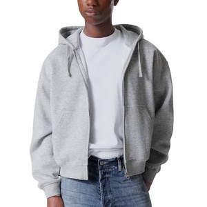 2026 Active athlétique sweats personnalisés sweat à capuche zippé blanc coton polaire goutte épaule Vintage Boxy recadrée Baggy Streetwear - Product Image 1