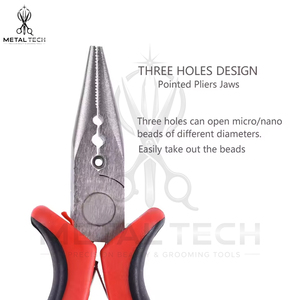 Pince ergonomique rouge et noire avec poignée caoutchoutée pour l'élimination des extensions capillaires, ouvre-micro-anneaux multi-trous, outil de démolition de liens - Product Image 4