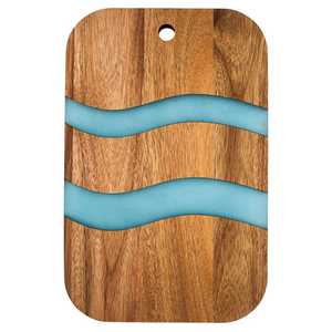 Planche à découper rectangulaire en bois avec bord en résine époxy rouge, plateau de service pour charcuterie et fromages, planche à découper de cuisine - Product Image 4