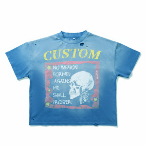 เสื้อยืดโอเวอร์ไซส์ทรงครอป แขนเสื้อแบบดรอปโชว์เดอร์ ผ้าหนา ซักย้อมสีแบบวินเทจ ลายกราฟิกสตรีทแวร์สำหรับผู้ชาย รุ่น SHY SPORTS ฟรีโมเดลจำลองแบบสั่งทำได้ - Product Image 1