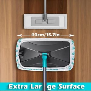 Mop Piatto in Microfibra Extra Large con 5 Panni Riutilizzabili per Pulizia a Secco e Umido, Manico Telescopico per Pavimenti in Legno, Design Pratico - Product Image 3