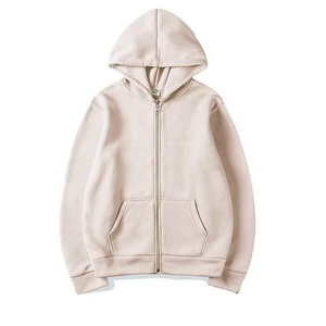 Custom Unisex for for White Full <b>Zip</b> Fleece 100% Cotton Oversized Breathable Hoodie Wholesale Sweatshirt Jacket - Product Image 1