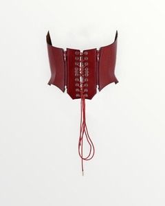<b>Red</b> Genuine Lambskin Leather Breathable Seamless Women <b>Corset</b> Shapewear Zipper Design Custom Color Sample Customization Service - Product Image 2