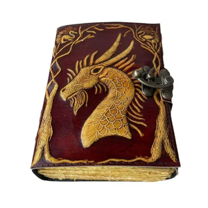 Vintage Dragon Embossed Genuine <b>Leather</b> Journal Yellow Hardcover Travel <b>Diary</b> with Animal Reading Style Mythical Stationery Gift - Product Image 3