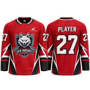 Jersey de Hockey sobre Hielo Personalizado Blackthorn, Rojo Sublimado, Manga Larga, Cuello en V, Uniforme de Equipo con Capucha, Absorbe la Humedad, para Hombre - Product Image 4